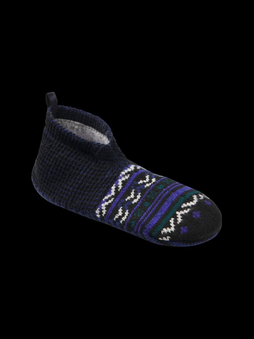 Bombas Men's Knit Gripper Slipper Socks in Navy with Pattern Size Large